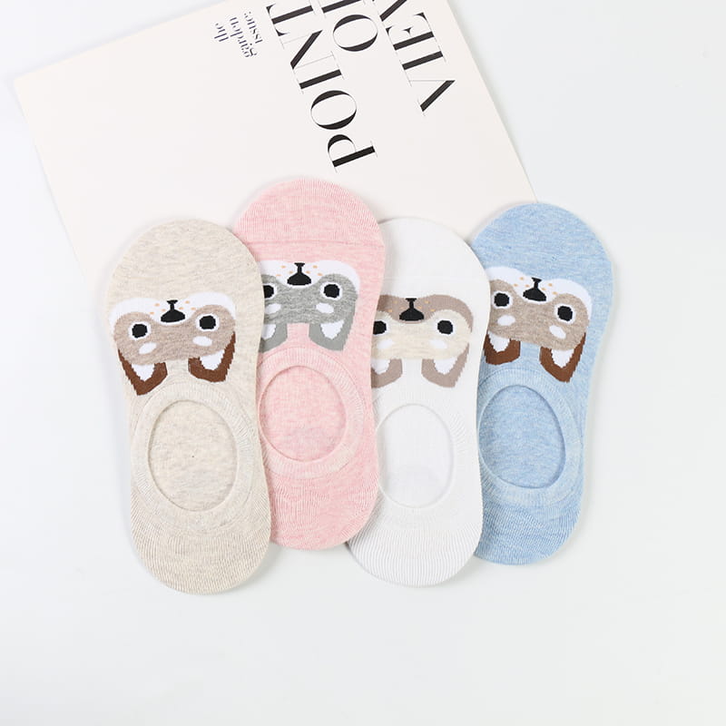 Mùa Xuân Teen Girls Antislip Màu Hồng Hoạt Hình Hình Chó Cotton Dễ Thương Mắt Cá Chân Vớ Nữ