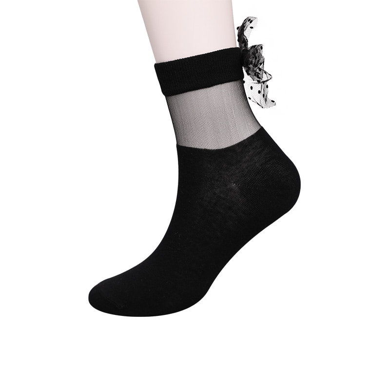 Kính thời trang lụa cotton đáy tất nữ đường may trong suốt lụa nơ nữ tất Pha Lê lụa nữ WSD1911
