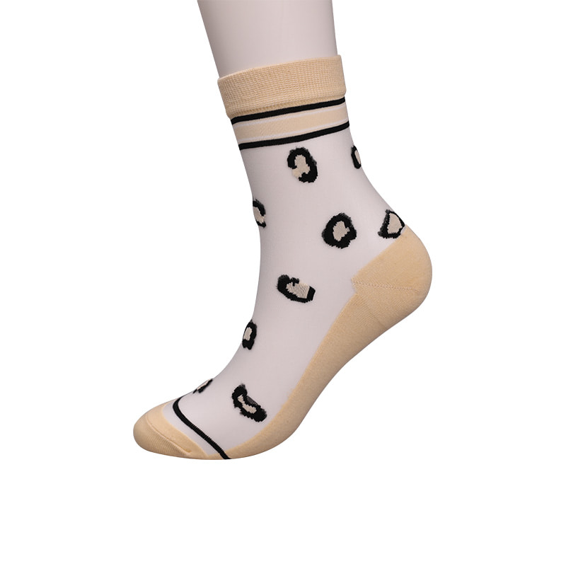Tất nữ nylon lụa trong suốt thời trang đế cotton họa tiết da báo hoa trong suốt lụa nữ Tất lụa nữ pha lê WSD1939