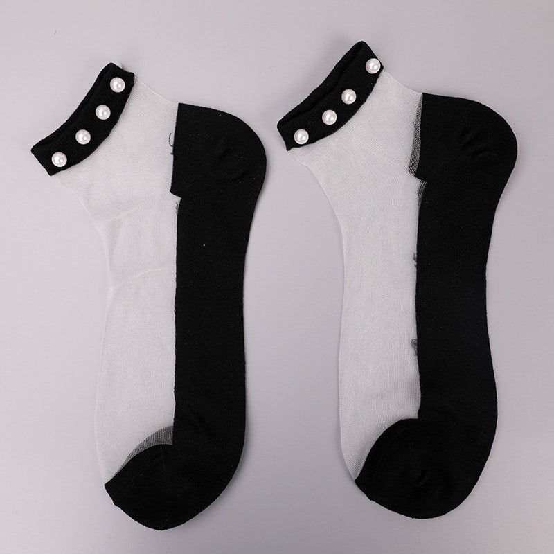 Thời Trang Nylon Trong Suốt Lụa Cotton Đáy Nữ Thuyền Tất Top Ngọc Trai Thủy Tinh Pha Lê Lụa Nữ Thuyền Tất WSD1288