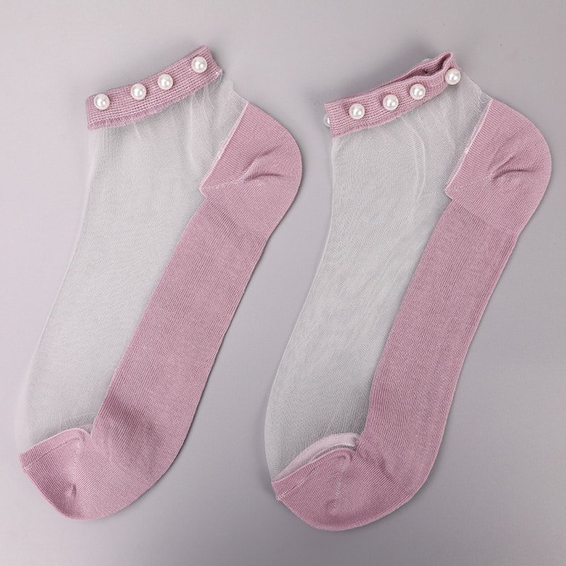 Thời Trang Nylon Trong Suốt Lụa Cotton Đáy Nữ Thuyền Tất Top Ngọc Trai Thủy Tinh Pha Lê Lụa Nữ Thuyền Tất WSD1288