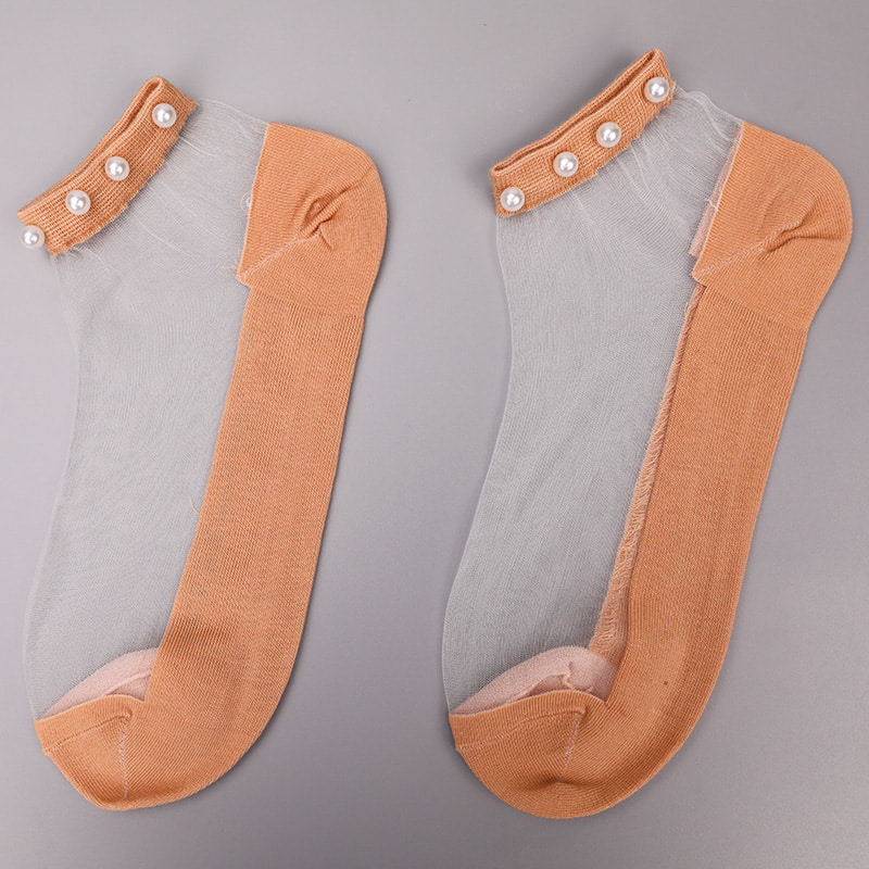 Thời Trang Nylon Trong Suốt Lụa Cotton Đáy Nữ Thuyền Tất Top Ngọc Trai Thủy Tinh Pha Lê Lụa Nữ Thuyền Tất WSD1288
