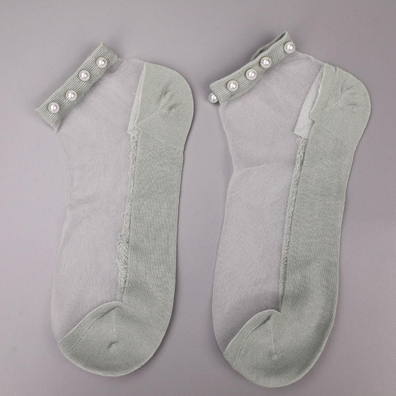 Thời Trang Nylon Trong Suốt Lụa Cotton Đáy Nữ Thuyền Tất Top Ngọc Trai Thủy Tinh Pha Lê Lụa Nữ Thuyền Tất WSD1288