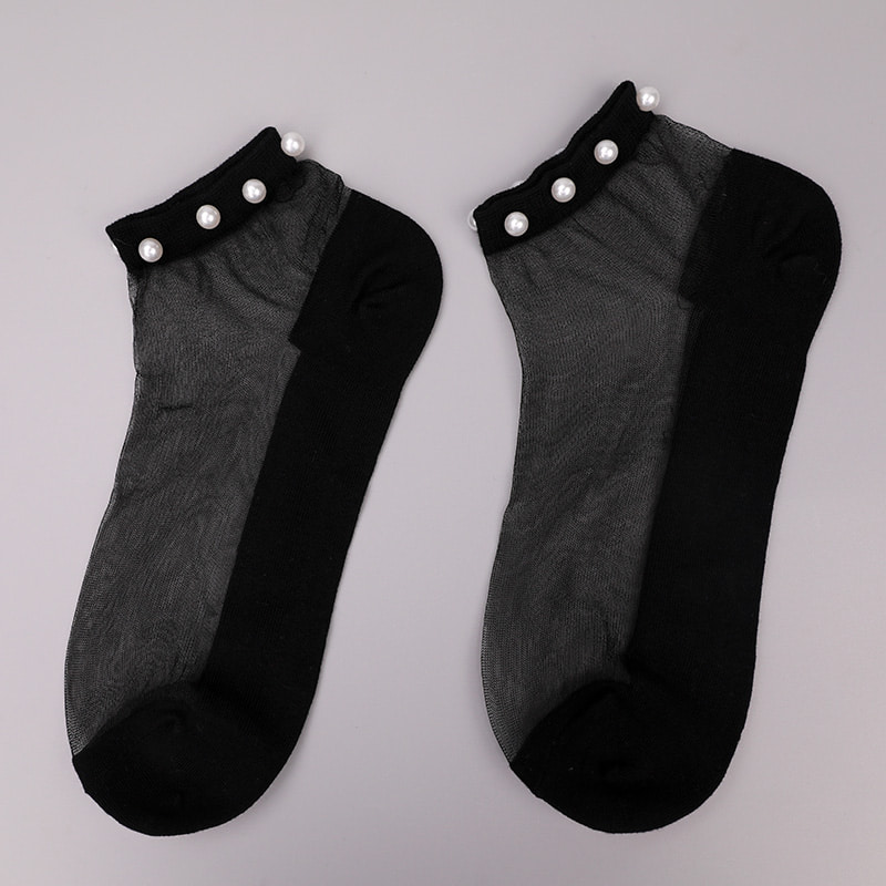 Thời Trang Nylon Trong Suốt Lụa Cotton Đáy Nữ Thuyền Tất Top Ngọc Trai Thủy Tinh Pha Lê Lụa Nữ Thuyền Tất WSD1288