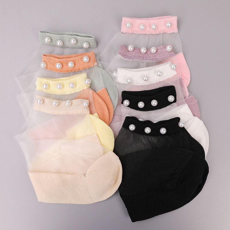 Thời Trang Nylon Trong Suốt Lụa Cotton Đáy Nữ Thuyền Tất Top Ngọc Trai Thủy Tinh Pha Lê Lụa Nữ Thuyền Tất WSD1288
