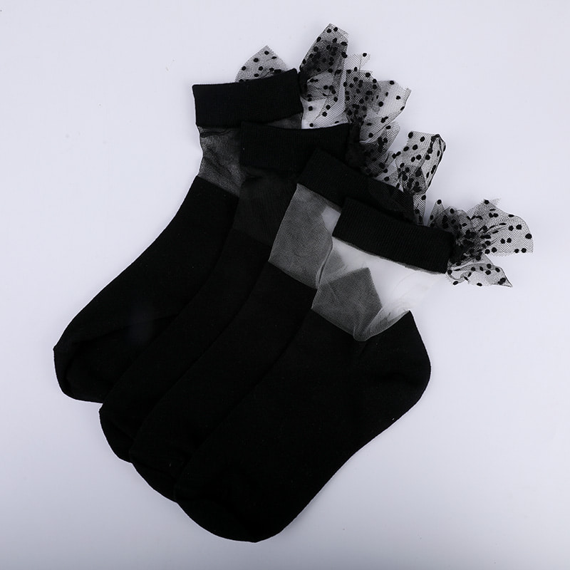 Kính thời trang lụa cotton đáy tất nữ đường may trong suốt lụa nơ nữ tất Pha Lê lụa nữ WSD1911