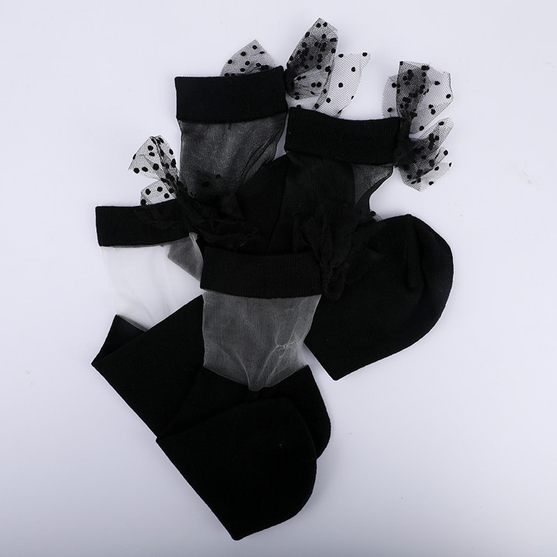 Kính thời trang lụa cotton đáy tất nữ đường may trong suốt lụa nơ nữ tất Pha Lê lụa nữ WSD1911