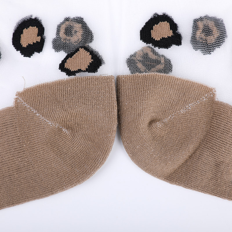 Tất nữ nylon lụa trong suốt thời trang đế cotton họa tiết da báo hoa trong suốt lụa nữ Tất lụa nữ pha lê WSD1939