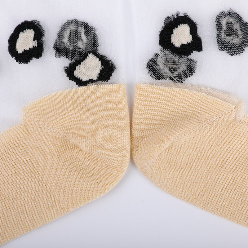 Tất nữ nylon lụa trong suốt thời trang đế cotton họa tiết da báo hoa trong suốt lụa nữ Tất lụa nữ pha lê WSD1939