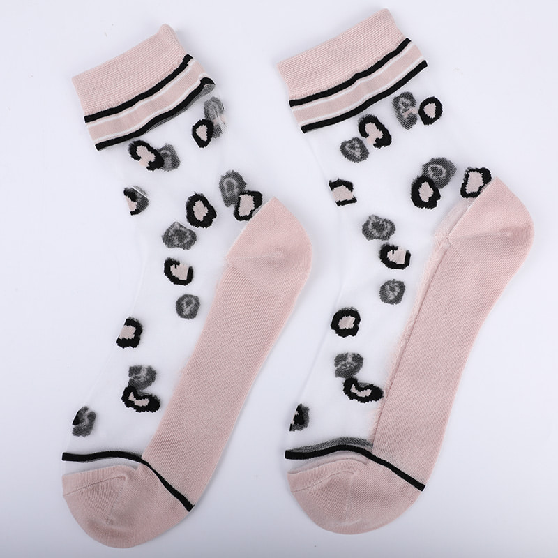 Tất nữ nylon lụa trong suốt thời trang đế cotton họa tiết da báo hoa trong suốt lụa nữ Tất lụa nữ pha lê WSD1939