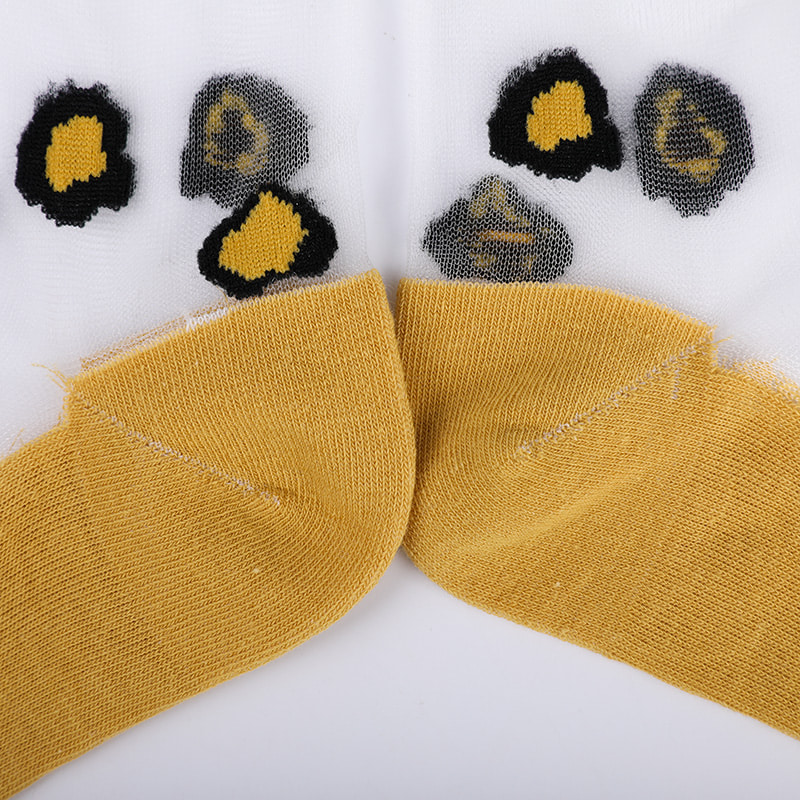 Tất nữ nylon lụa trong suốt thời trang đế cotton họa tiết da báo hoa trong suốt lụa nữ Tất lụa nữ pha lê WSD1939
