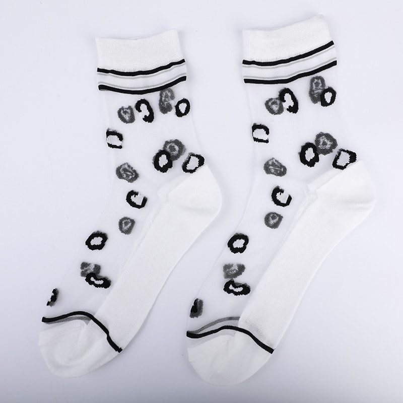 Tất nữ nylon lụa trong suốt thời trang đế cotton họa tiết da báo hoa trong suốt lụa nữ Tất lụa nữ pha lê WSD1939