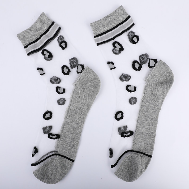 Tất nữ nylon lụa trong suốt thời trang đế cotton họa tiết da báo hoa trong suốt lụa nữ Tất lụa nữ pha lê WSD1939