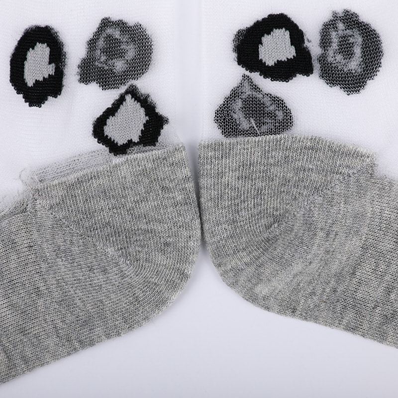 Tất nữ nylon lụa trong suốt thời trang đế cotton họa tiết da báo hoa trong suốt lụa nữ Tất lụa nữ pha lê WSD1939