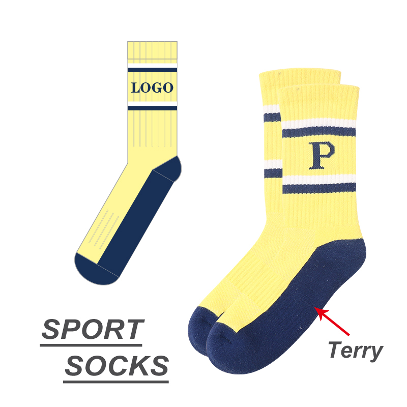 OEM Chất lượng Phi hành đoàn Thời trang Jacquard Nam Phòng tập thể dục Bóng rổ Thể thao Sock Terry Chống trượt Tất tùy chỉnh Logo