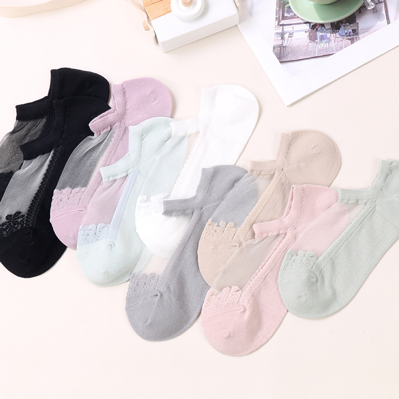 Mùa hè pha lê ren Lady Sock Nhà sản xuất Sock Phụ nữ Vớ lụa trong suốt gợi cảm của phụ nữ