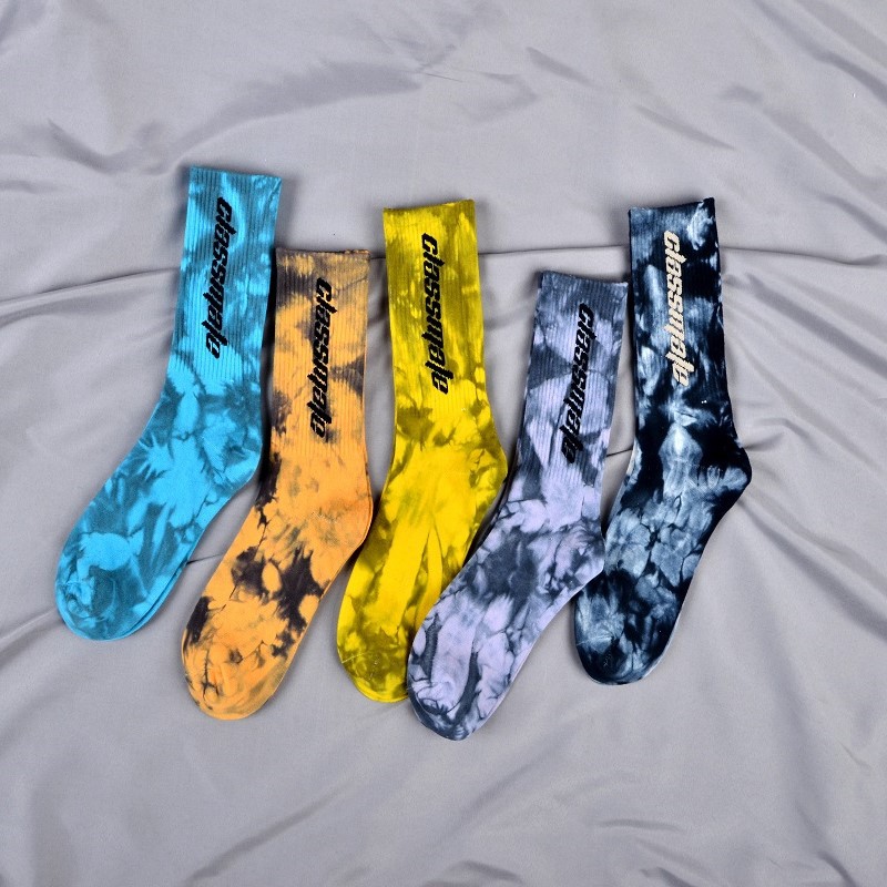 Thời trang Tie Dye Cá nhân hóa Sox Jacquard Oem Crew Street Sport Men Print Designer Logo Vớ tùy chỉnh